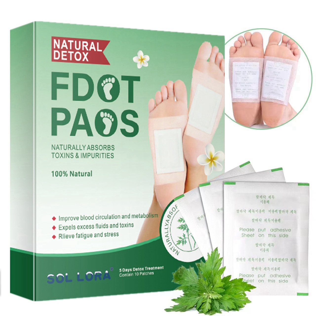 Hot Selling Lora Wormwood Mugwort Foot Patches-remove Dampness Relieve Fatigue Beautify Skin Expel Toxins Sleep Aid Foot