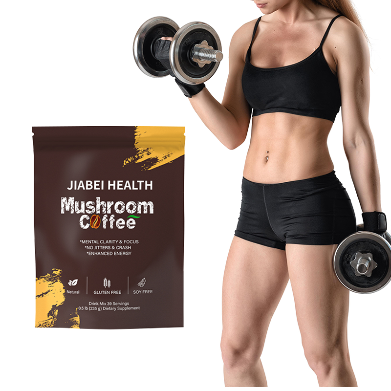 Private Label Healthy Herbal Ganoderma Coffee Lions Mane Instant Mushroom Extract Powder Neutral Black Instant Bag