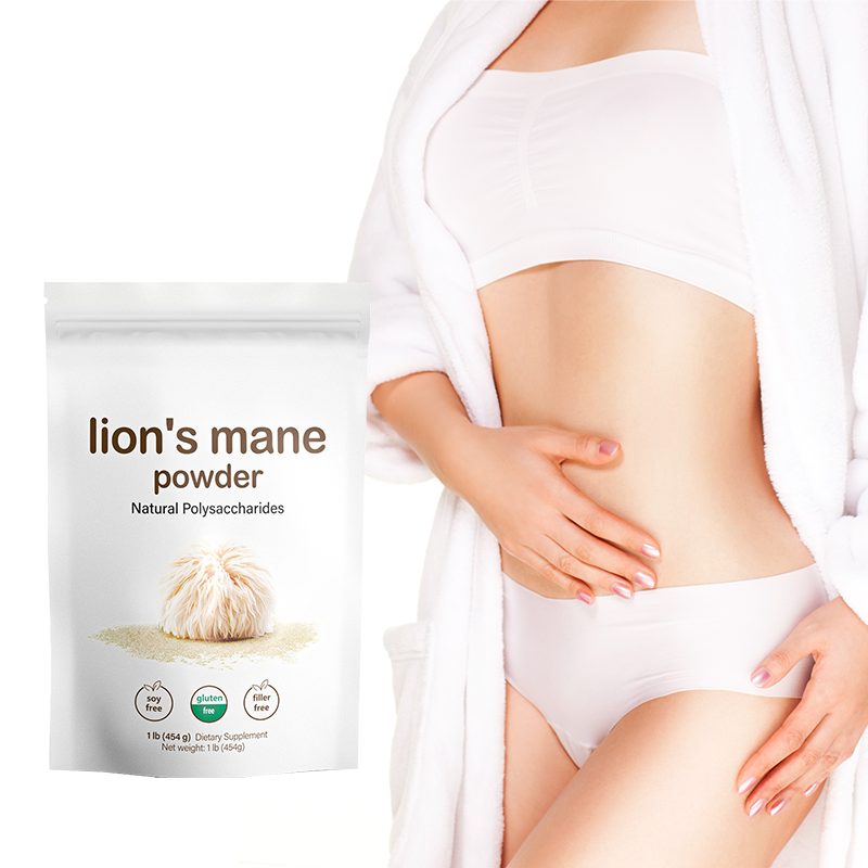 Private Label Lion's Mane Mushroom Extract Powder Raw Material Supplement In Plastic Container Packaging