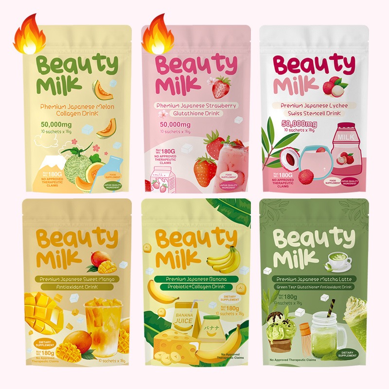 Beauty Milk Collagen Glutathione Probiotic Antioxidant Drink Multiple Flavors Dietary Supplement