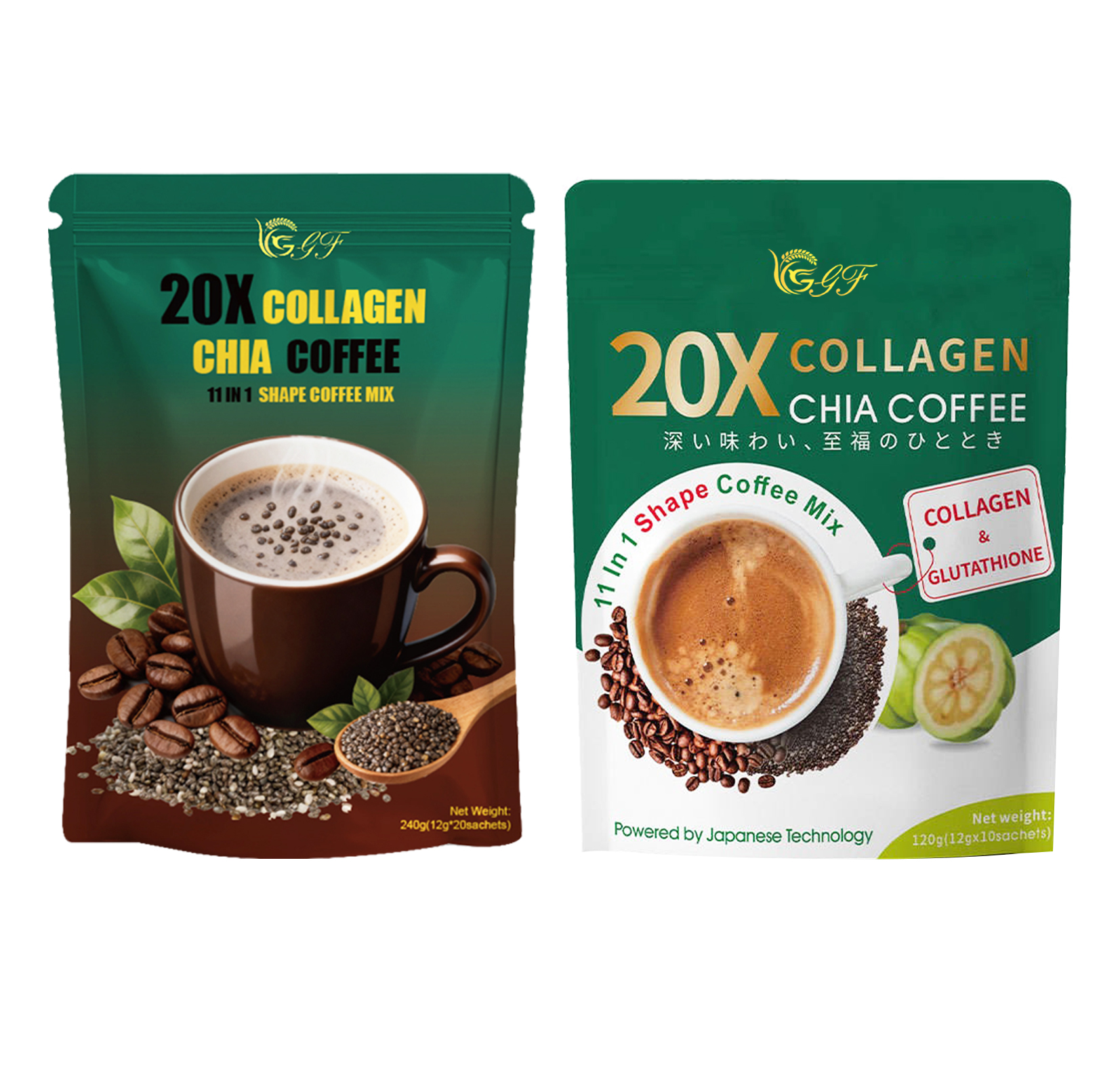 20x Collagen Chia Coffee Mix 11 In 1 Shape Coffee With Hydrolized Collagen & Plant Extracts For Daily Energy & Skin Nourishment