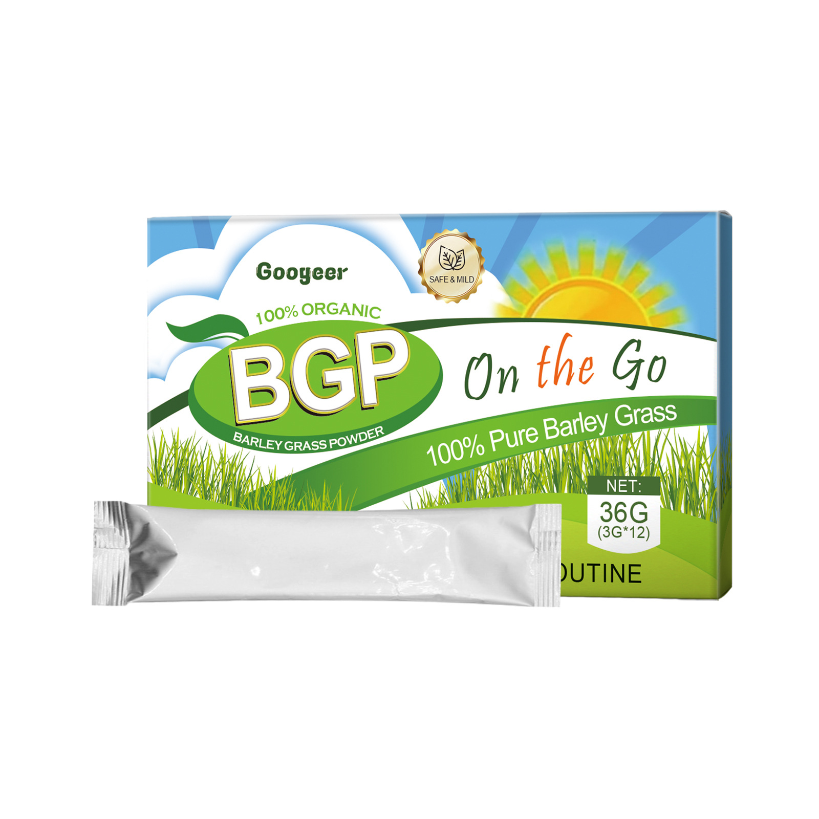 Oem Fermented Barley Grass Powder 12 Count On-the-go Single-serve Sticks Pure Natural Green Superfood