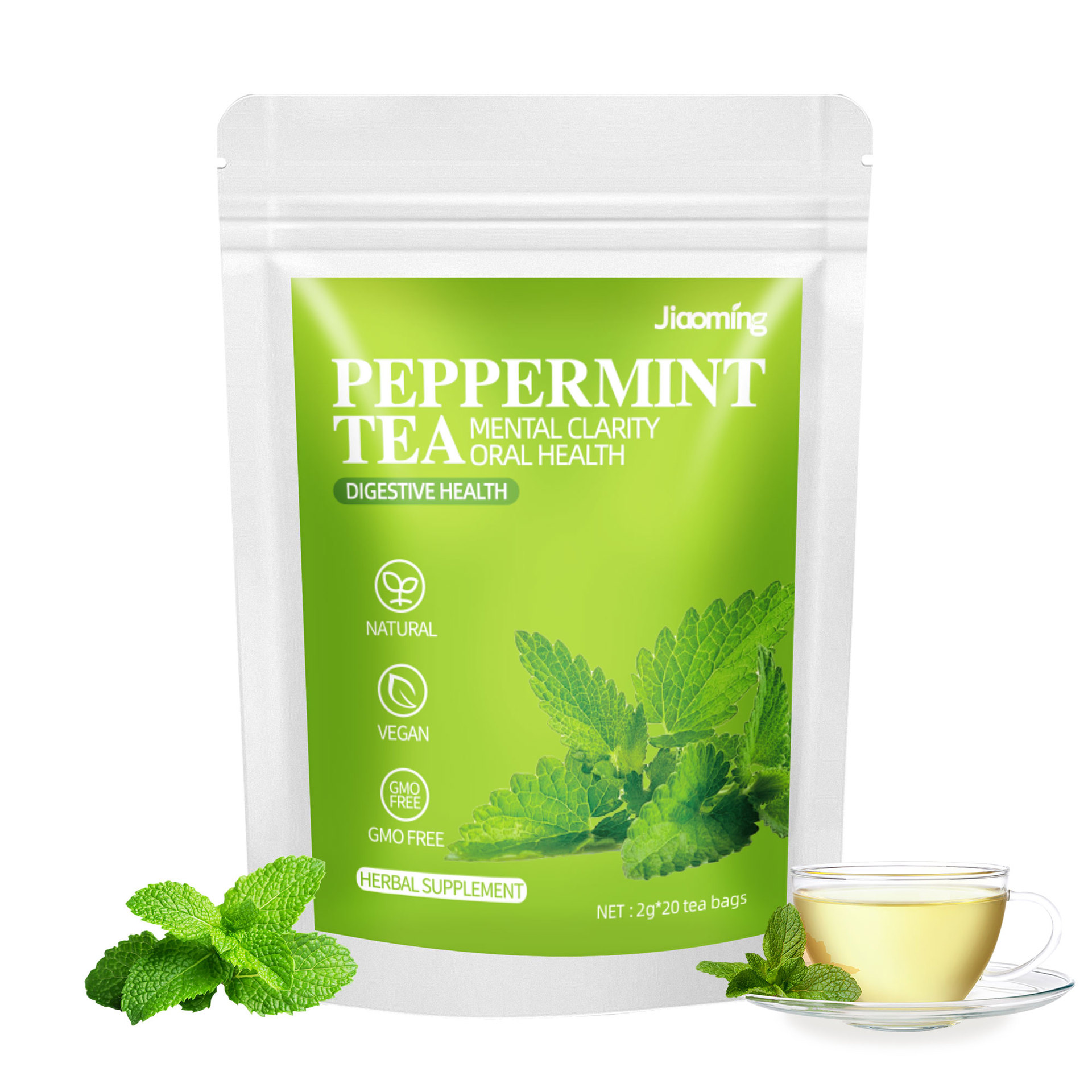 Peppermint Herbal Tea For Digestive Support & Mental Clarity Natural Vegan Gmo Free Dietary Supplement For Oral Freshness