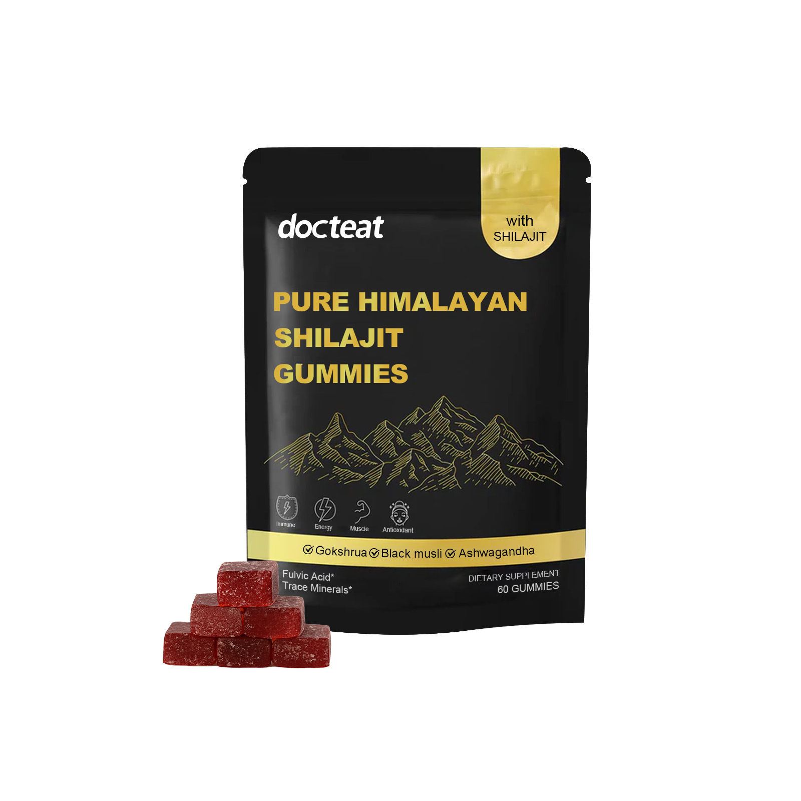 Himalayan Shilajit Gummies Fulvic Acid Dietary Supplement For Energy Stamina Vitality Support Immune Booster Mens Wellness