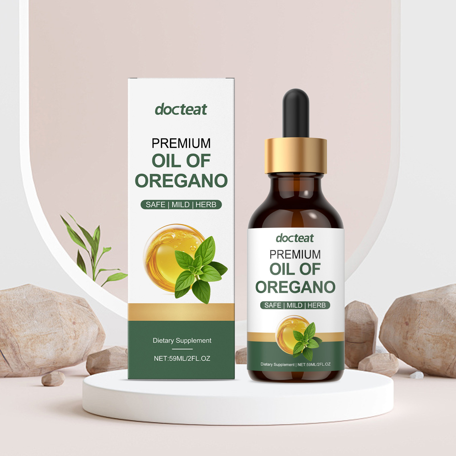 Natural Oregano Oil Dietary Supplement For Immune Support - Wild-harvested Pure Extract In Glass Dropper Bottle