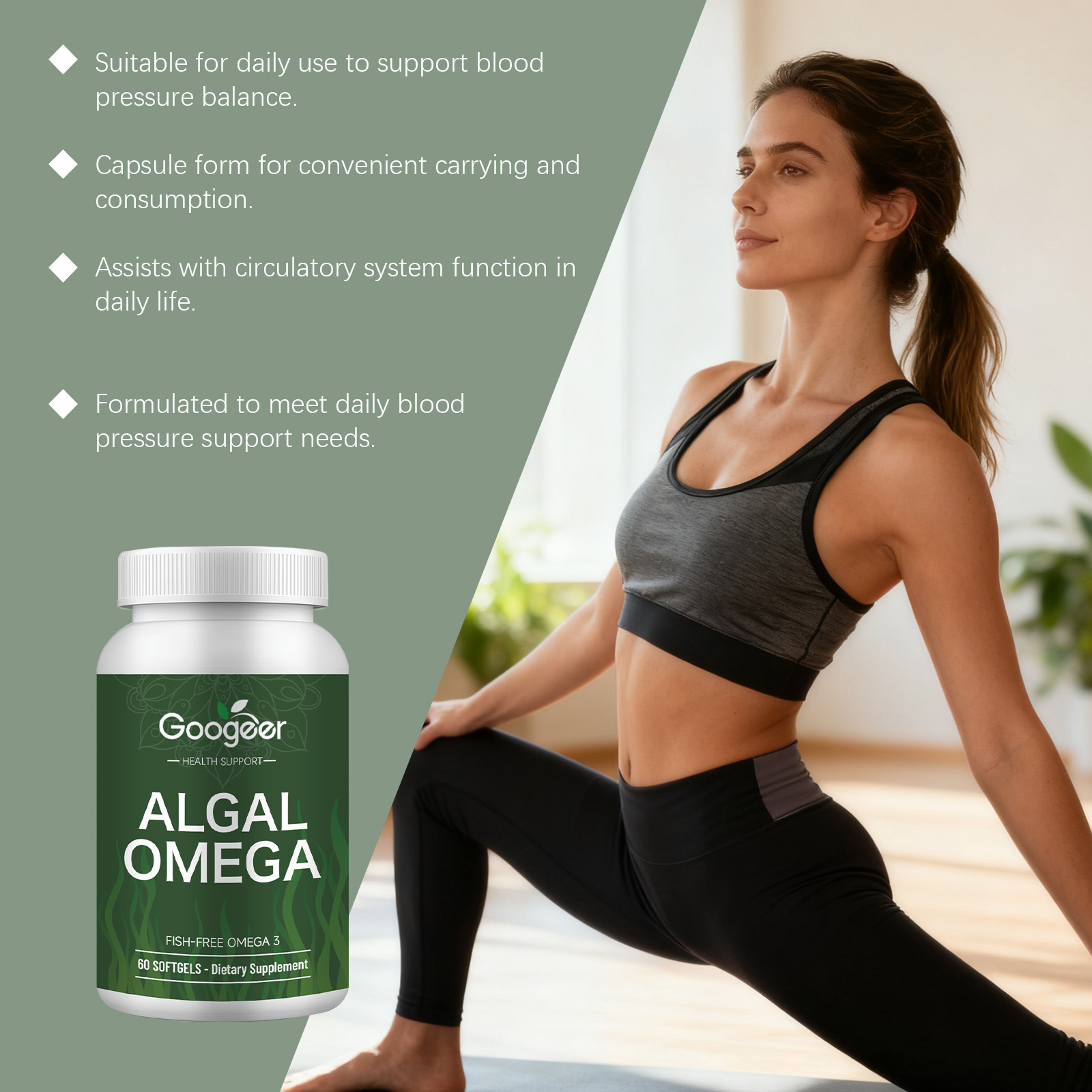 Algal Omega 3 Epa Dha Supplement Vegan Soft Gels,Plant-based Heart & Brain Health Support,Fish-free Soft Gels