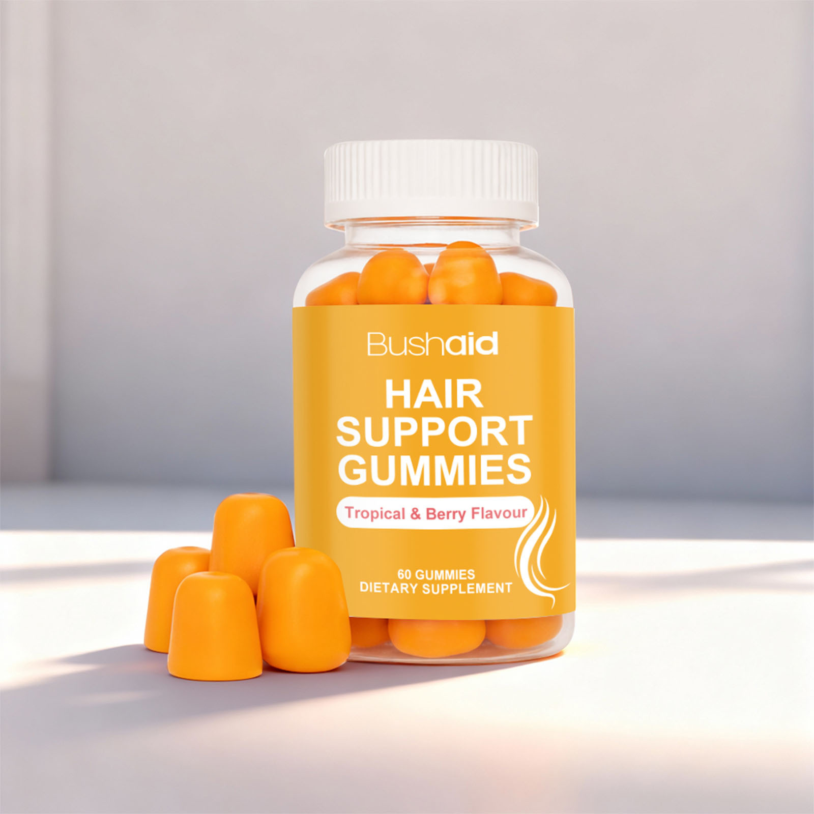 Hair Growth Support Gummies With Tropical Berry Flavor For Women & Men - Biotin Keratin Vitamin Supplement Gummies