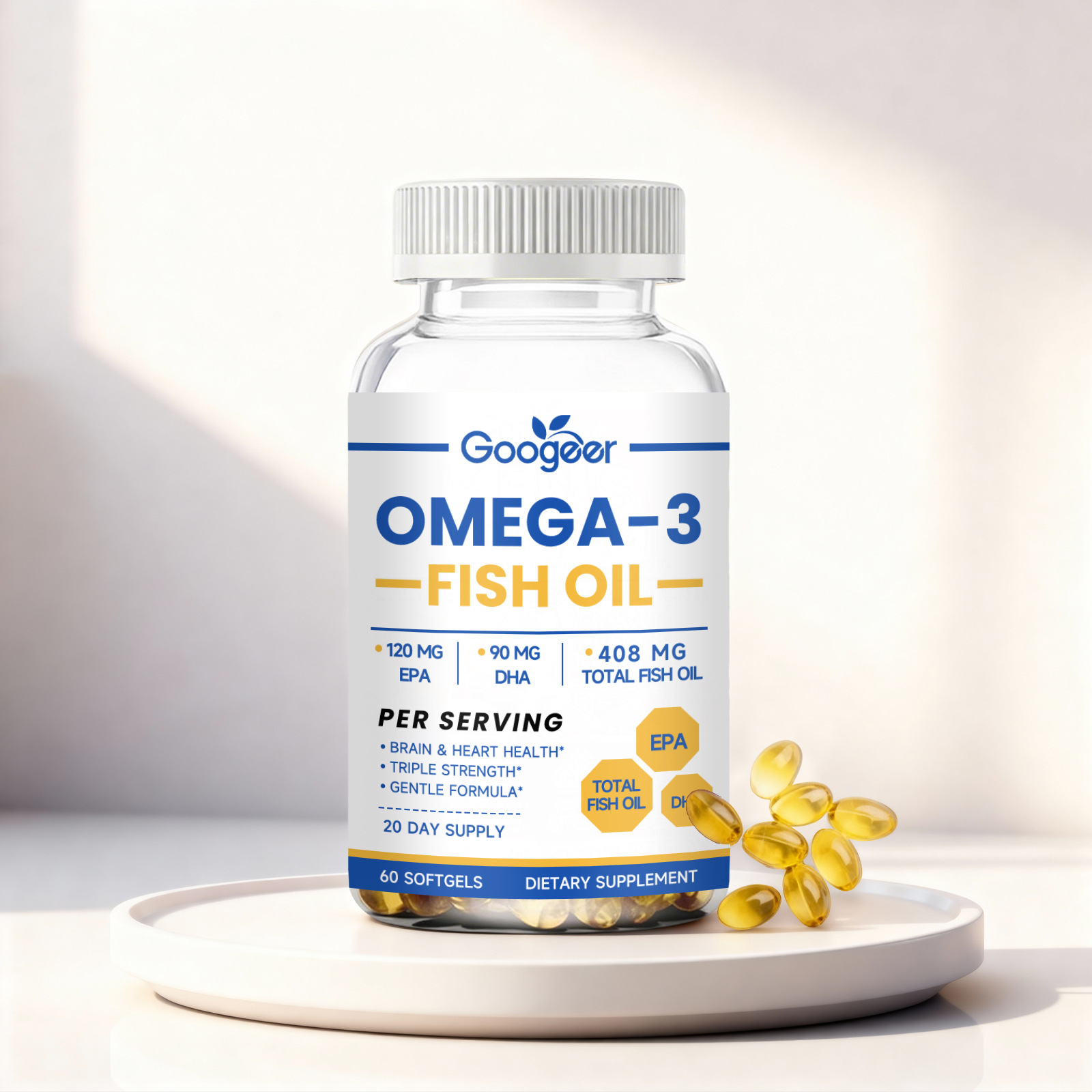 Fish Oil Softgel Capsules With Epa & Dha 60 Count-daily Energy Vitality & Joint Comfort Softgel