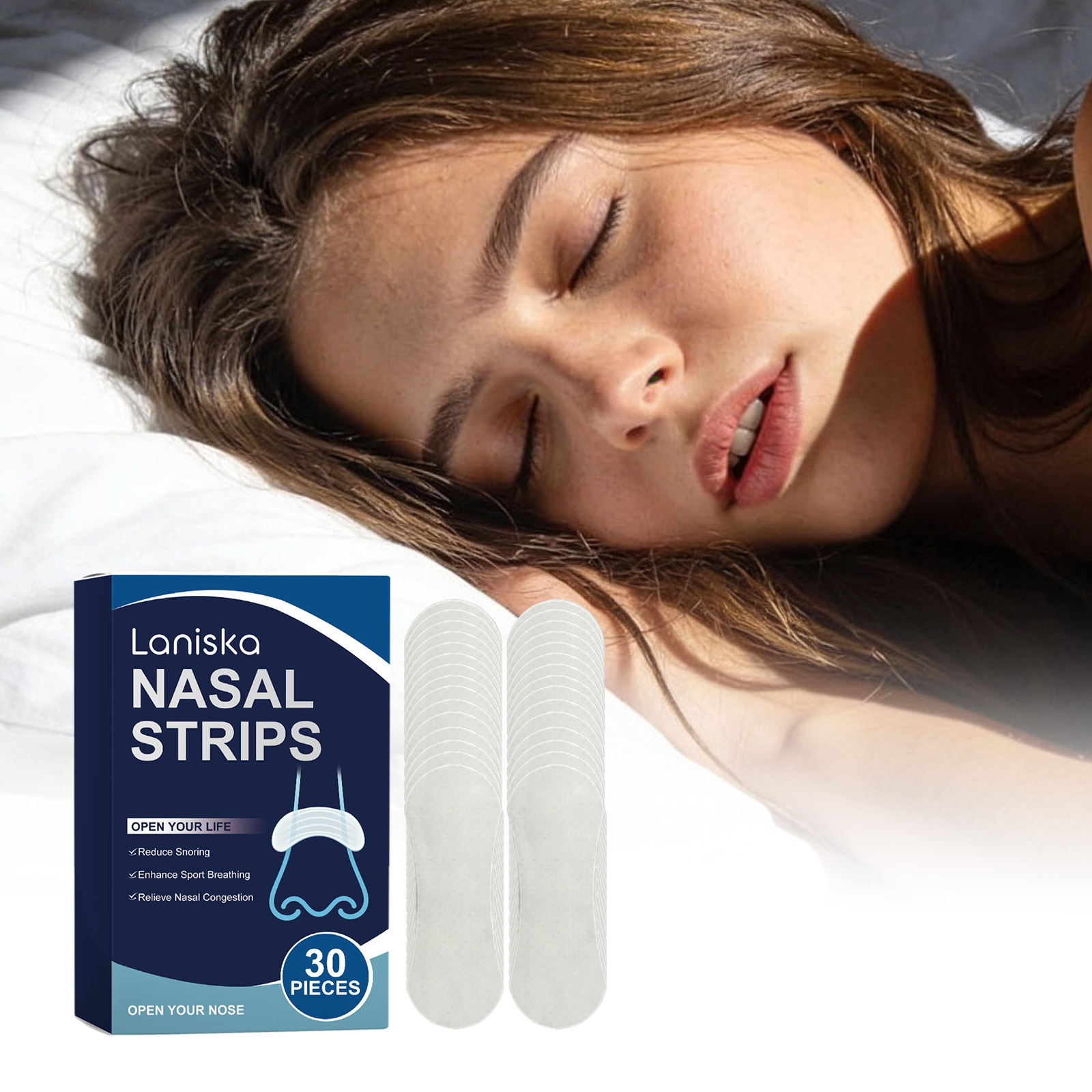 Sleep Care Nasal Strips Relieve Congestion & Reduce Snoring Comfortable Fit Fresh Care For Nighttime Sleep Nose Patch