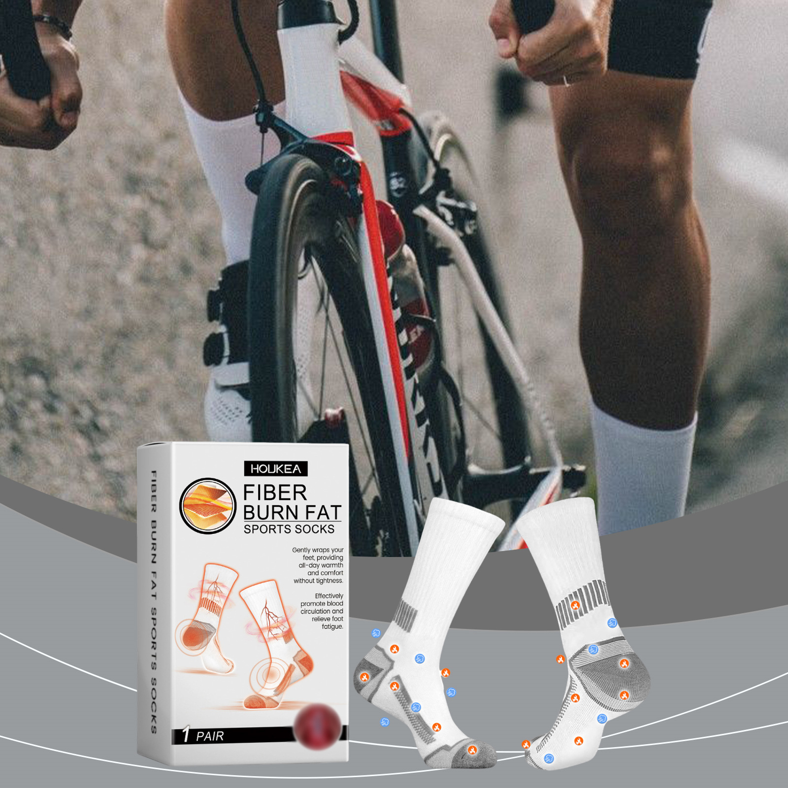 Fiber Foot Care Socks-foot Massage Warmth & Blood Circulation Soft Skin-friendly Body-fitting Elastic White Socks
