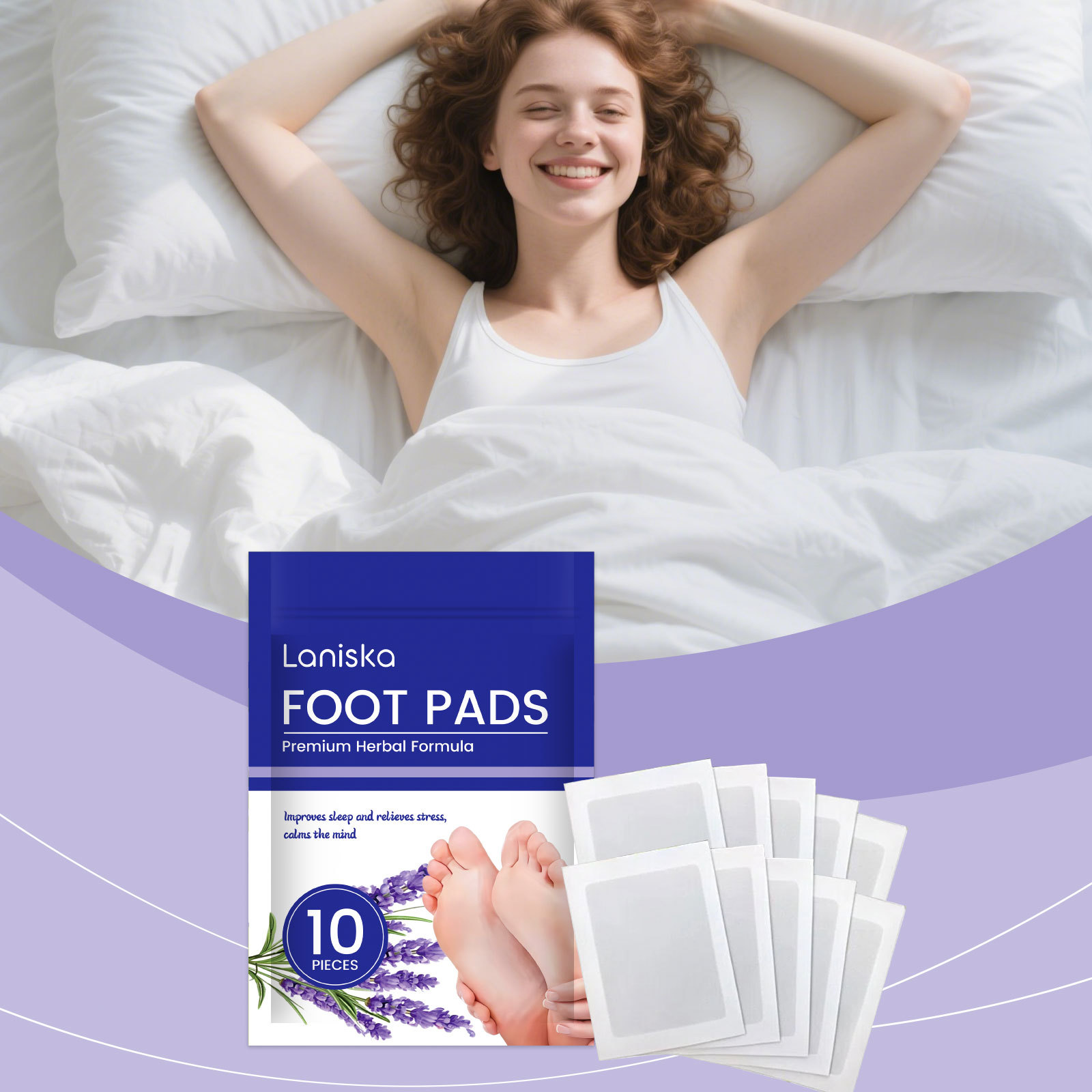 Sleep Care Foot Patches Gentle Comfortable Nighttime Use Relieves Stress Calms Mind Body-fitting Design