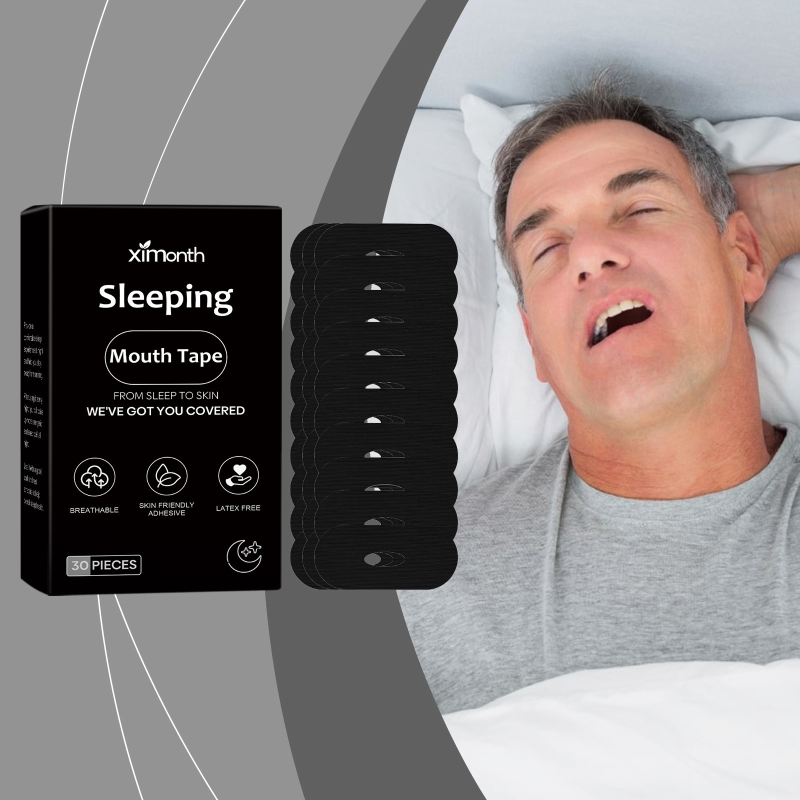 Sleep Care Stickers Skin-friendly Moisturizing Design Improves Nighttime Sleep Degree Nighttime Closed Pores Mouth Use