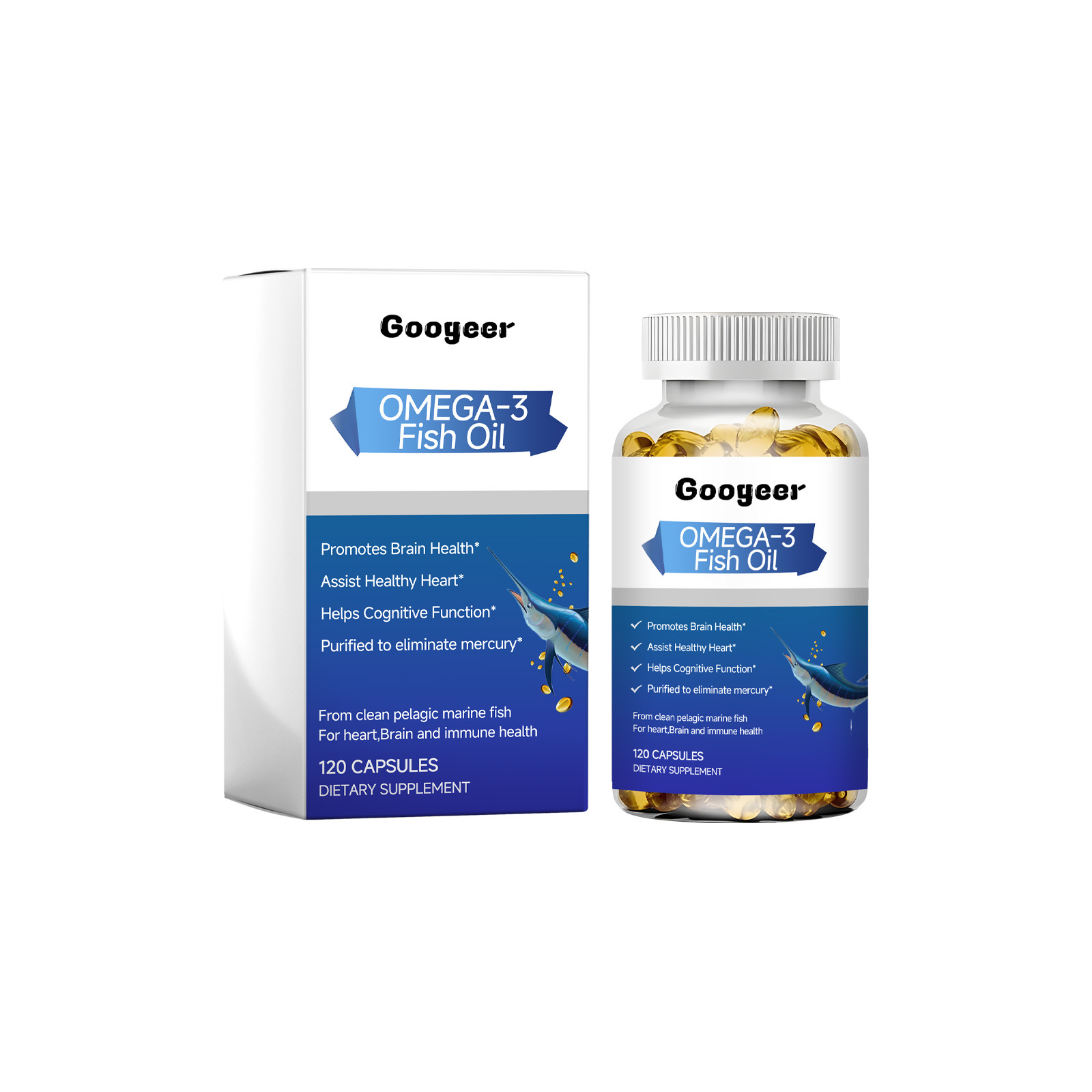 Natural Healthy Fish Oil Capsules (120 Count) Improve Immunity & Relieve Discomfort Softgel