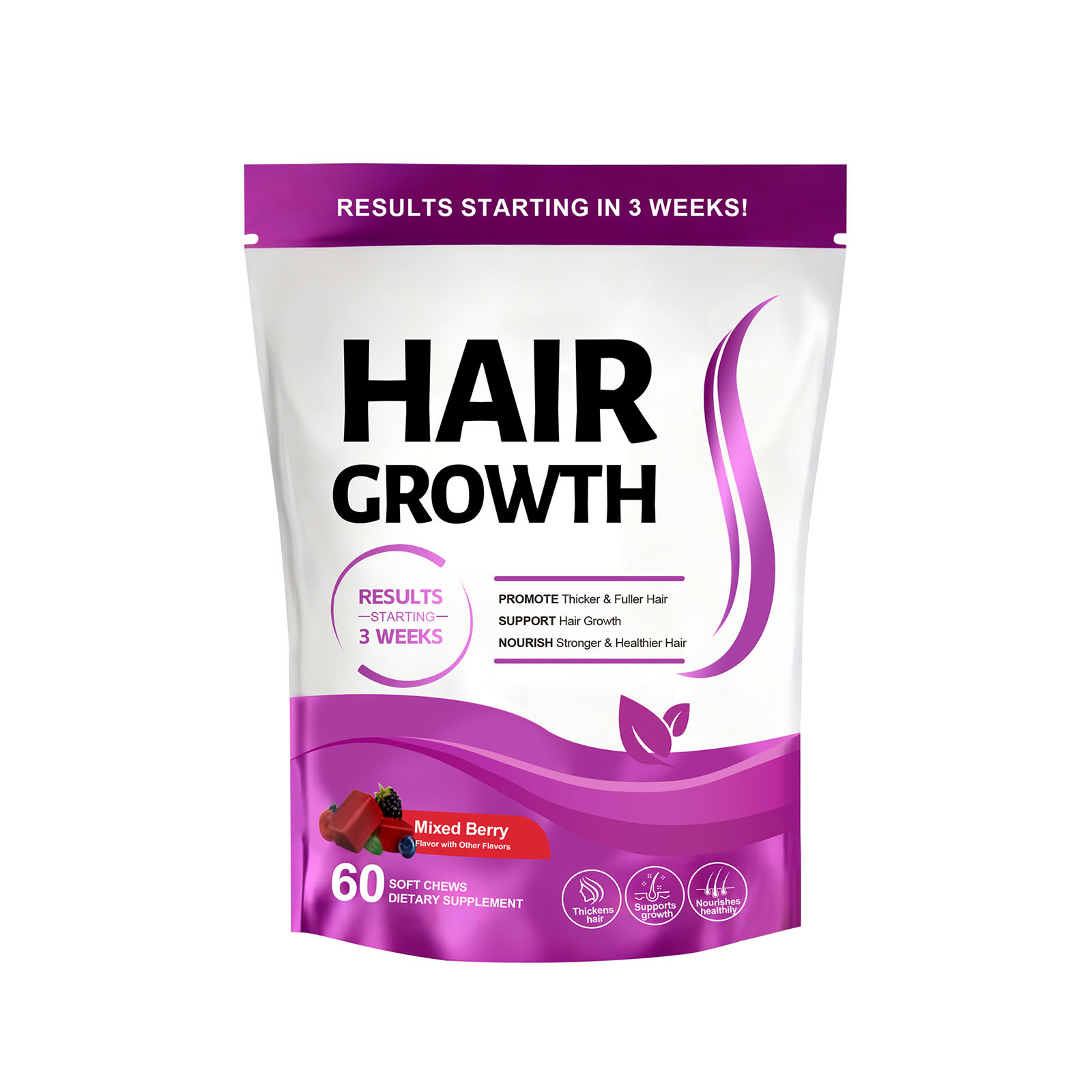Hair Care Gummies Collagen Beauty Products Gentle Care For Scalp Daily Supplement Nourishing Enriching 60 Soft Chews Pouch