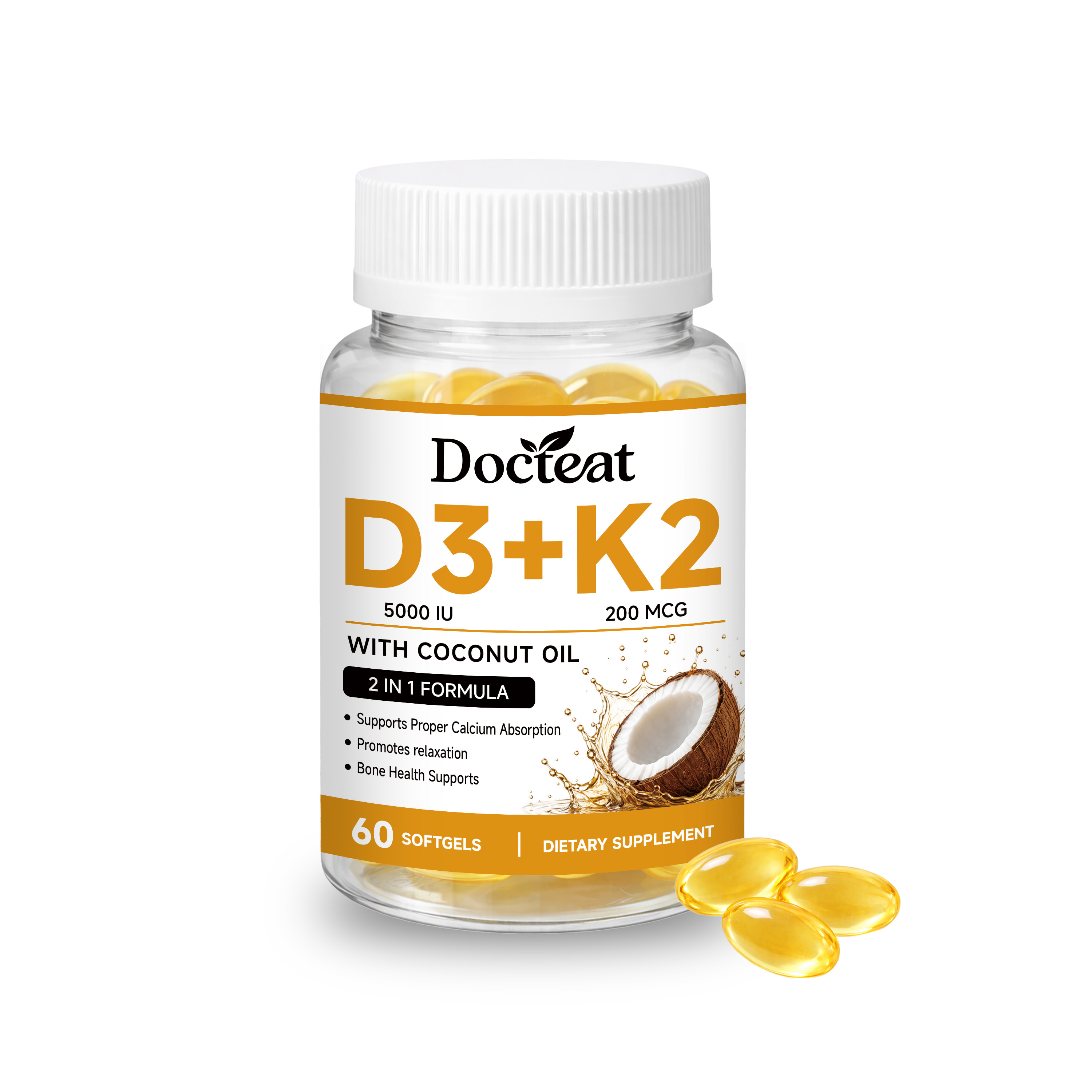 Adult Compound Calcium Softgels With Vitamin D3 K2 For Bone Nutrition Calcium & D3 Supplement Capsulessoftgels