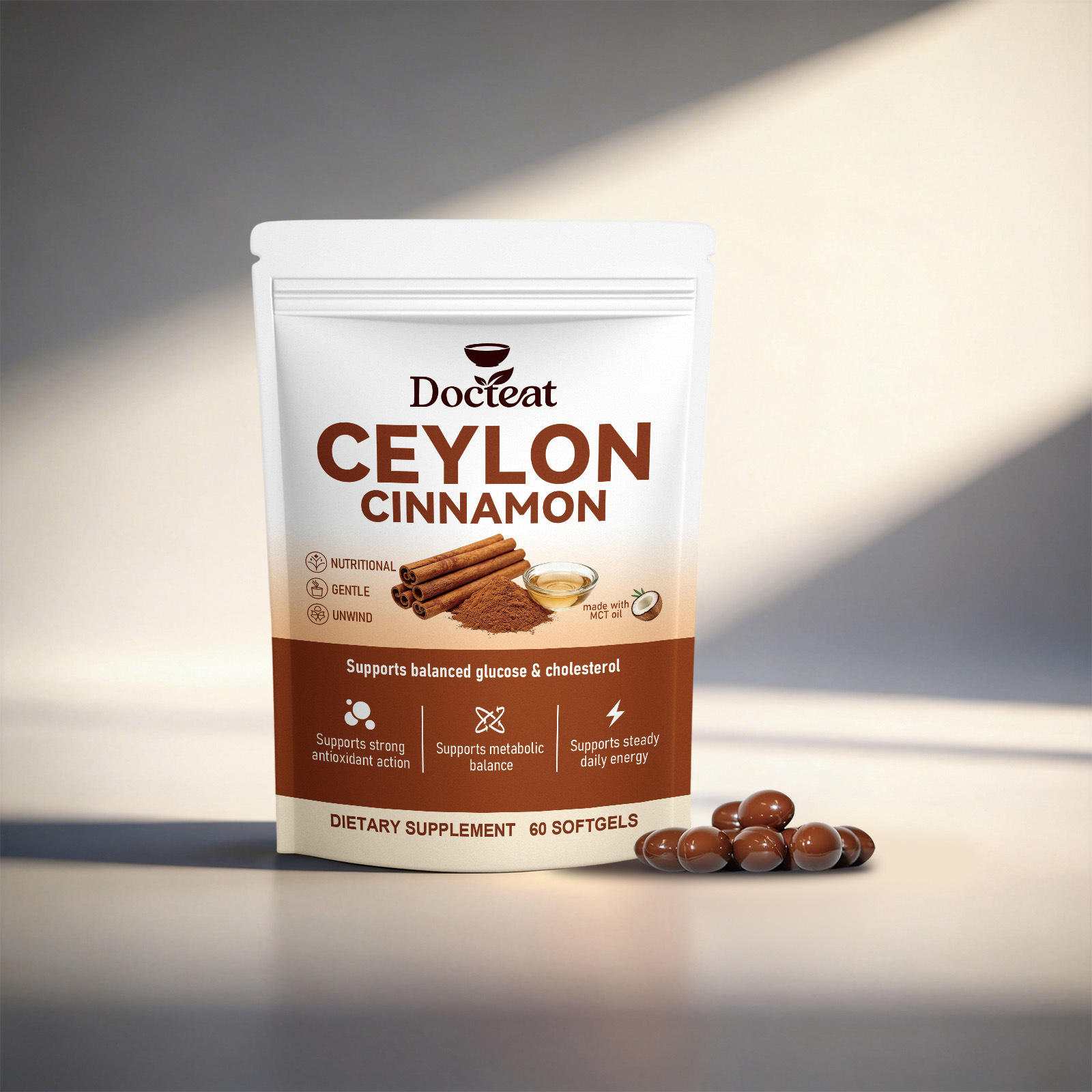 Premium Gentle Ceylon Cinnamon Softgels Supplement With Mct Oil For Daily Metabolic Balance Wellness Care