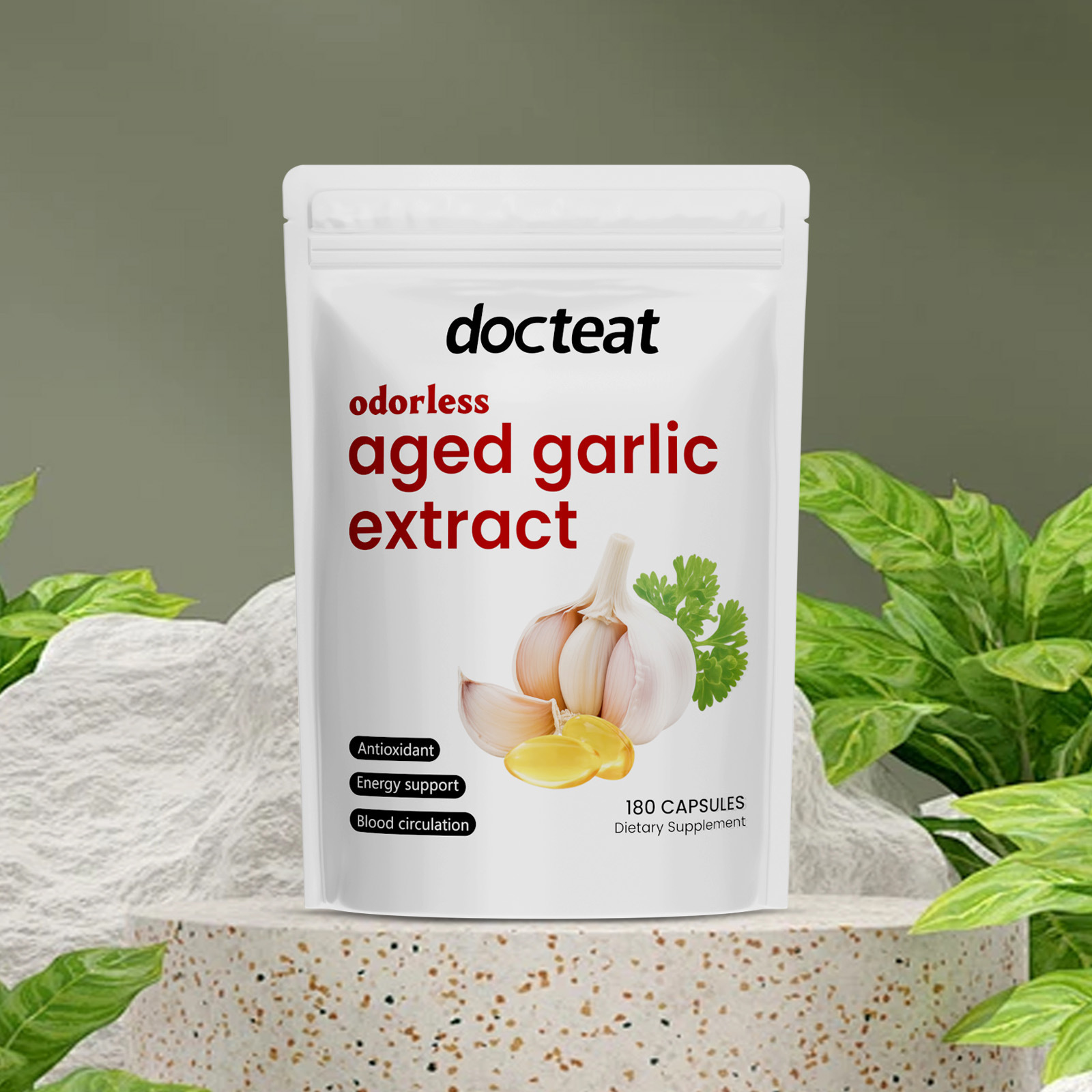 Mild Odorless Aged Garlic Extract Capsules Supplement For Daily Antioxidant Body Circulation Wellness Care
