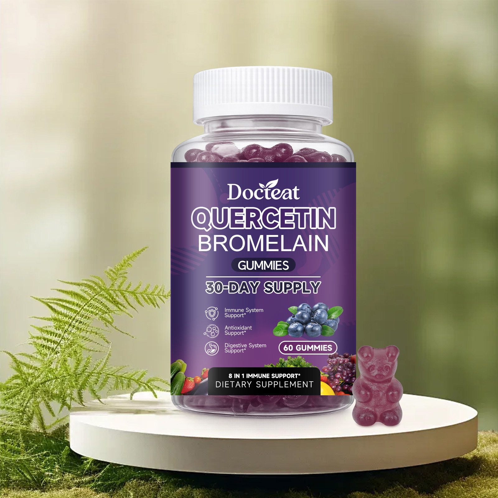 Premium 8 In 1 Antioxidant Gummy Dietary Supplement With Quercetin Bromelain For Daily Immune Digestive Gummies