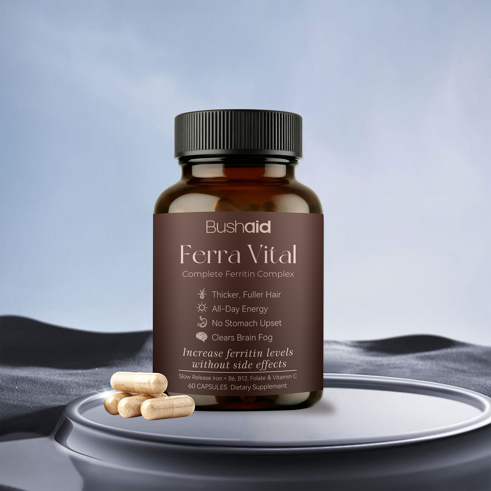 Gentle Slow For Iron Complex Vitamins B6 Folate C Beauty Support Capsules For Women's Daily Energy Hair Health-60 Capsules