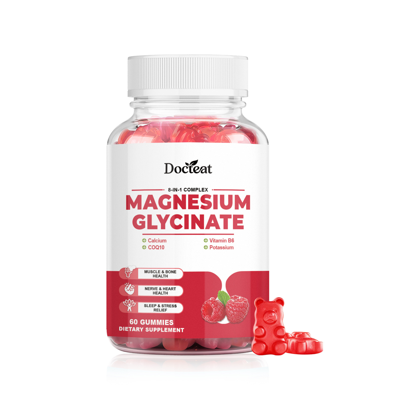 Private Label Magnesium Glycinate Gummies 60 Counts With Calcium Coq10 B6 Potassium Daily Dietary Supplement Oem Service