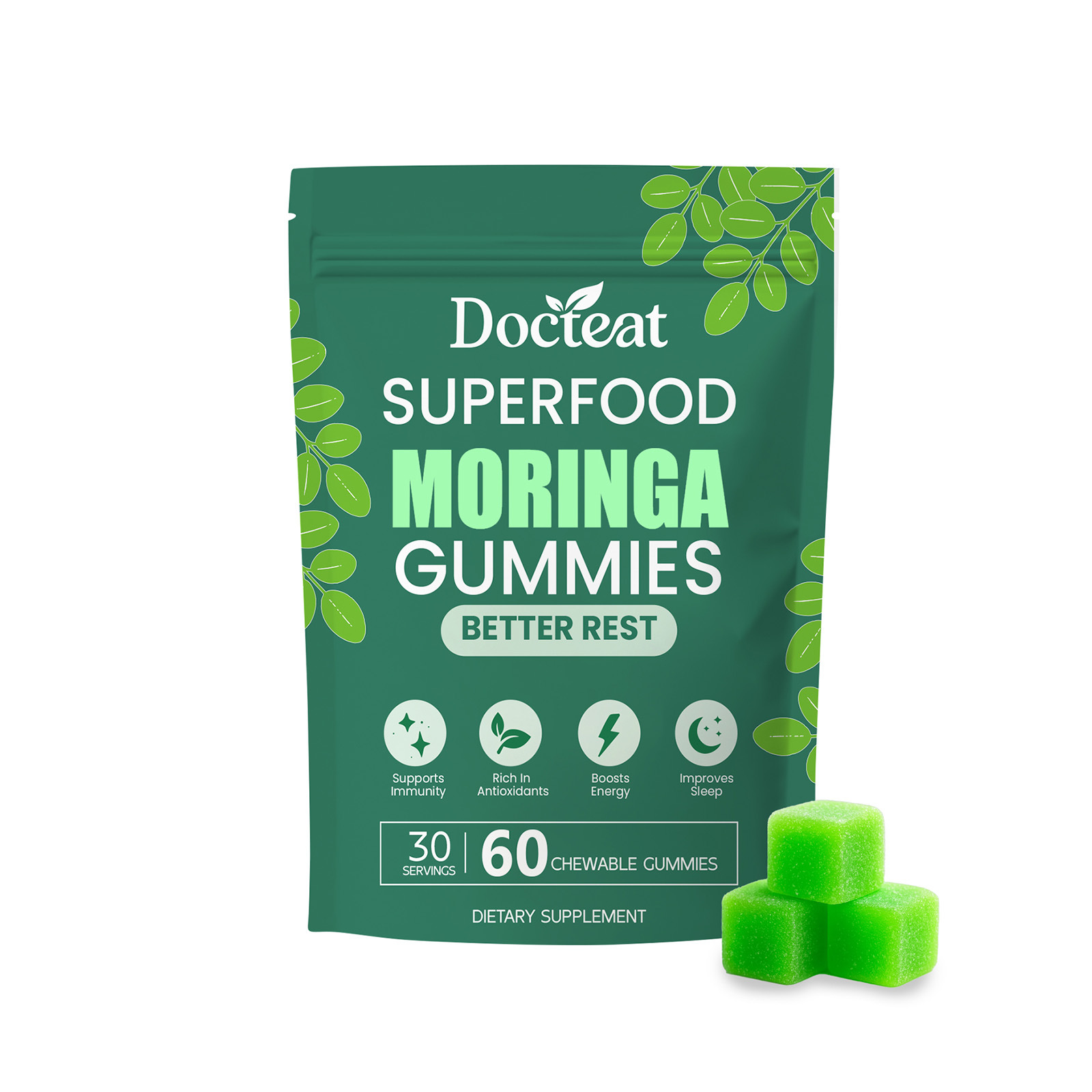 Moringa Sleep-support & Improved Bone Density Gummies Herbal-based 60 Chewable Gummies To Enhance Restful Sleep Diet