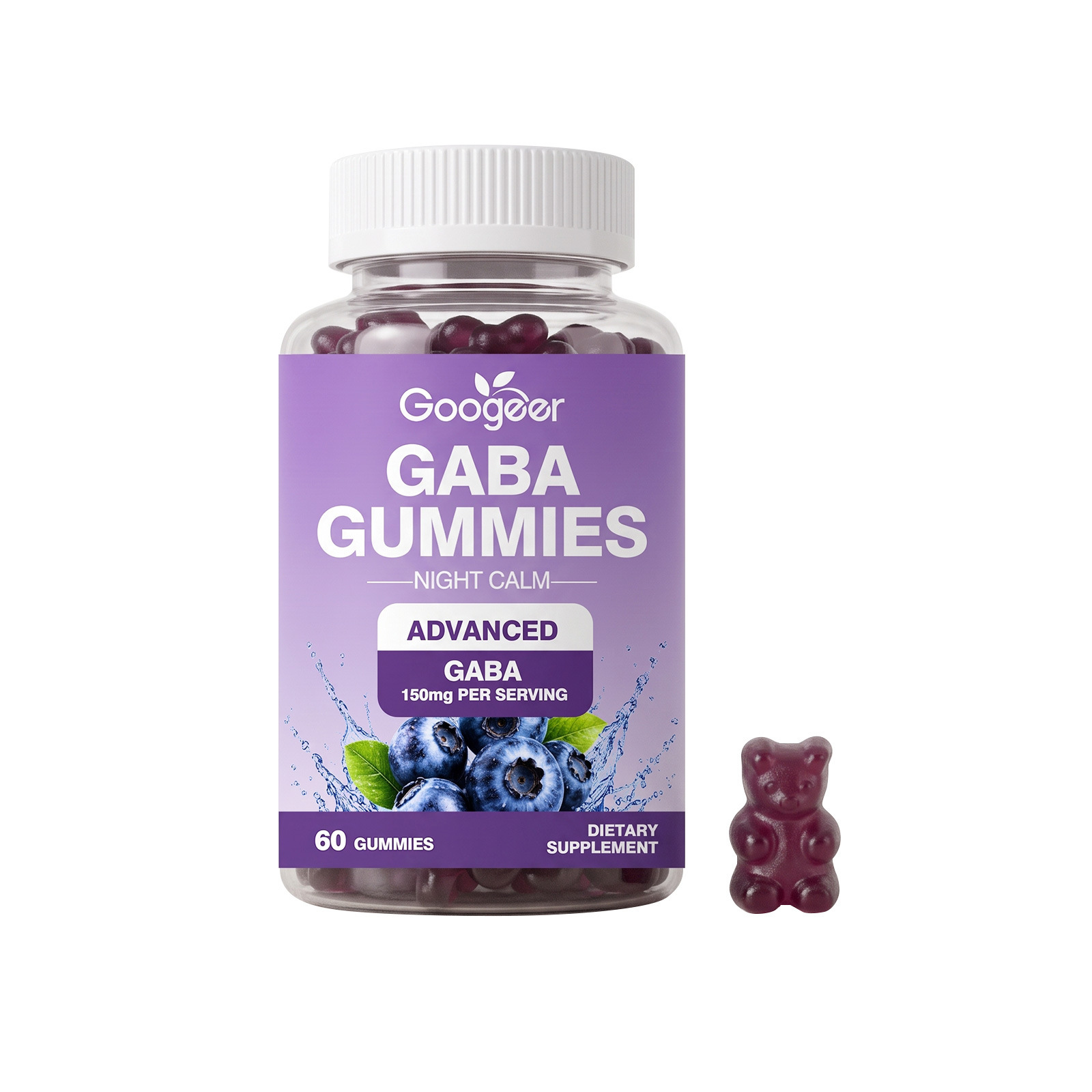 Tasty Blueberry Gaba Night Calm Gummies With Gentle Nutrient Formula For Evening Relaxation Daily Wellness Care