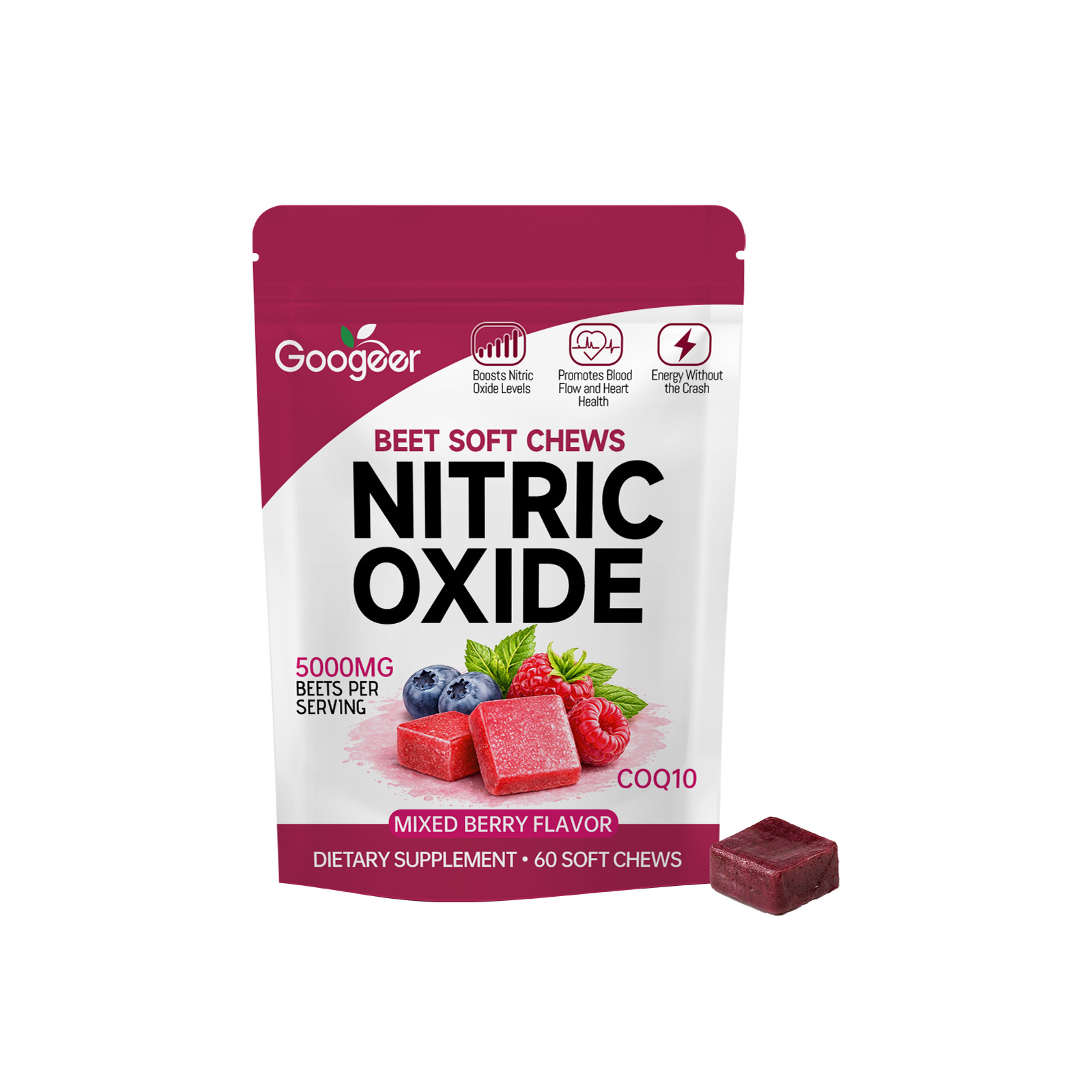Premium Mixed Berry Beet Soft Chews With Coq10 For Daily Dietary Nutritional Support
