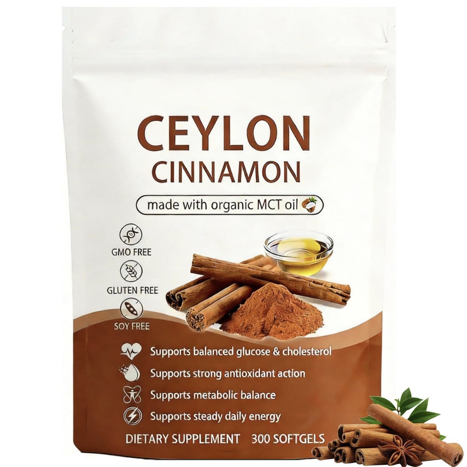 Premium Ceylon Cinnamon Softgels With Organic Mct Oil For Daily Dietary Nutrition