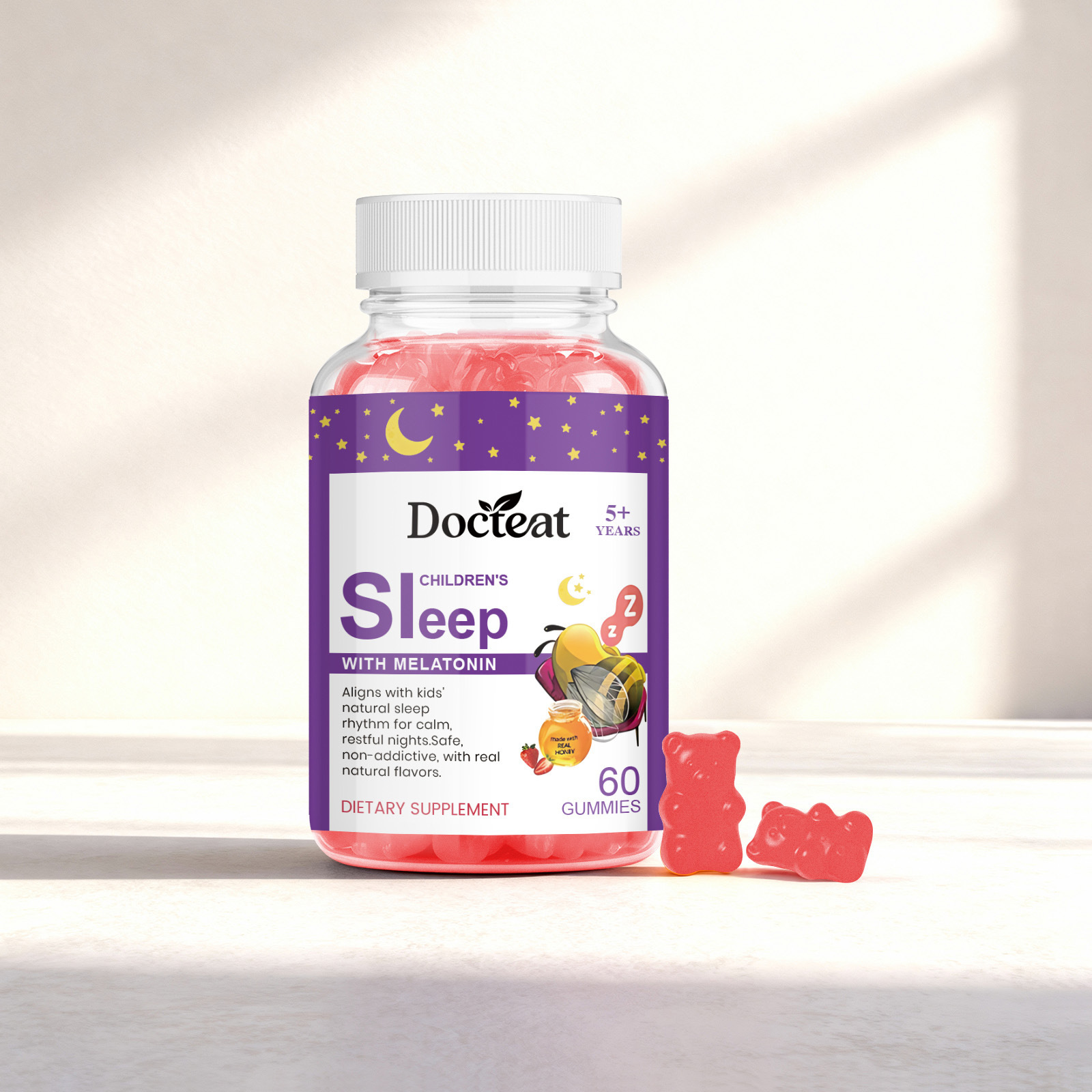 Premium Tasty Fruit Flavor Kids Gummies With Melatonin Formula For Children Daily Dietary Nutrition