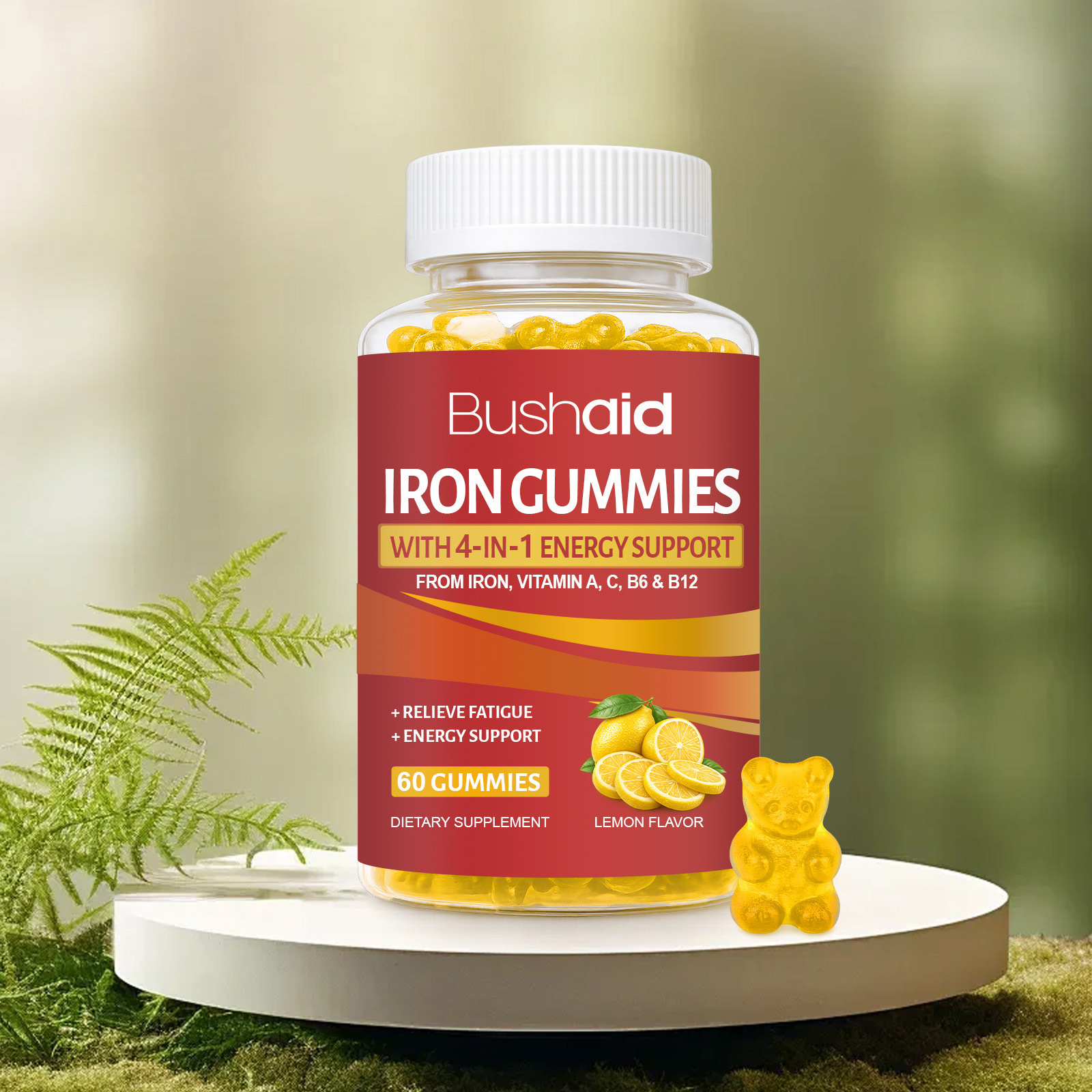 Premium Tasty Lemon Flavor Gummies With Iron Multi Vitamin Formula For Daily Dietary Nutrition